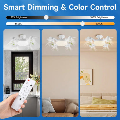 Modern E27 LED Ceiling Fan Light with Remote Control