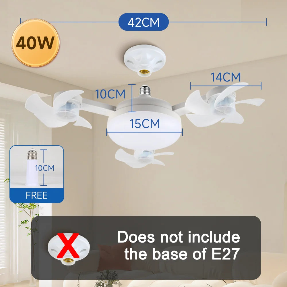 Modern E27 LED Ceiling Fan Light with Remote Control