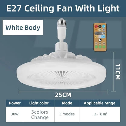 Modern E27 LED Ceiling Fan Light with Remote Control