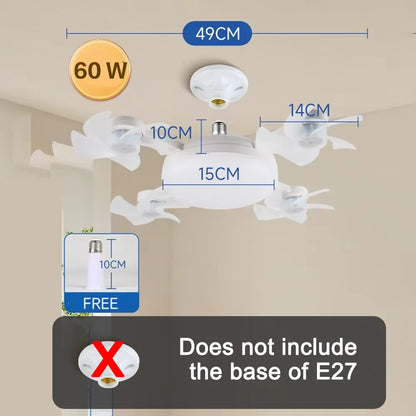 Modern E27 LED Ceiling Fan Light with Remote Control